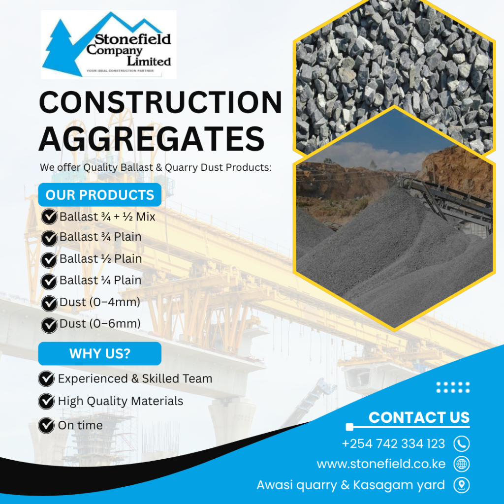 Construction Aggregates in Kenya: The Complete Guide to Ballast, Quarry Dust, and Their Uses 1 Construction Aggregates